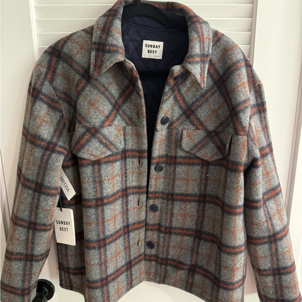 Sunday Best Gray and Orange Plaid Jacket